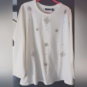Susan Graver long sleeve embellished knit Tunic 1X